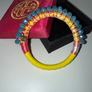 BudhaGirl Handcrafted Yellow & Blue Beaded Wrapped Bracelet